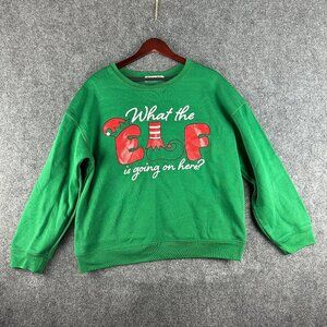Wound Up Sweatshirt Womens XXL Green What The Elf IS Going On Christmas Top